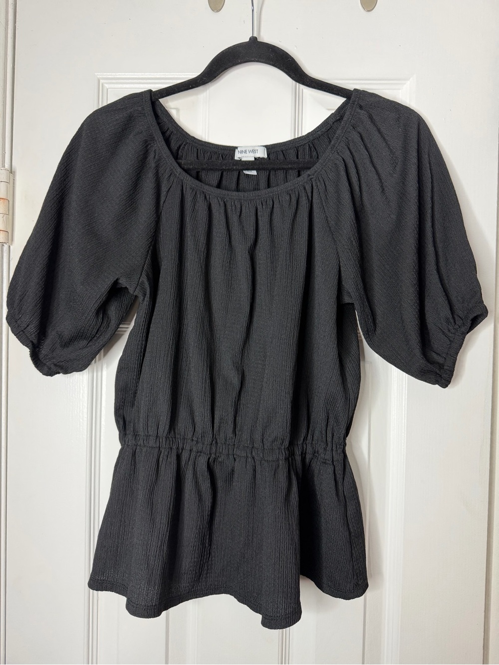 Nine West Peplum Top with Puff Sleeves